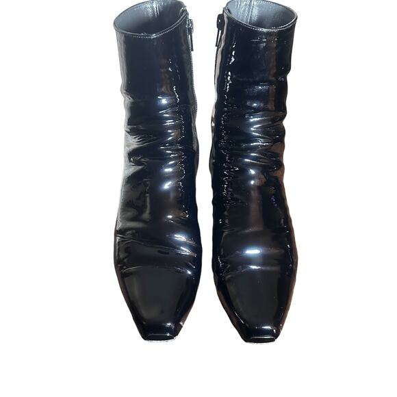 Stuart Weitzman Black Patent Wedge Heel Boots - Size 8.5 - Picture 4 of 13